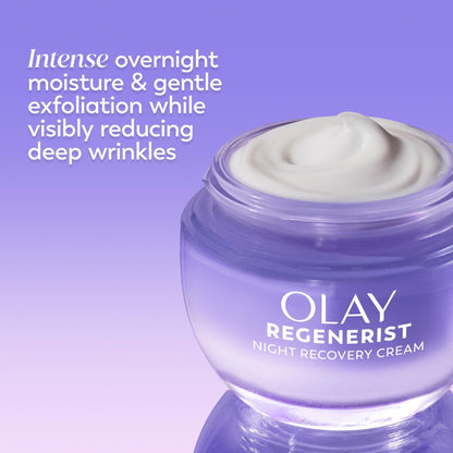 Olay Night Cream for Face, Anti-Aging Face Moisturizer for Women - Fragrance-Free Skin Care, Anti-Wrinkle, Exfoliate, Smooths Texture - Maple Wellness Supplements