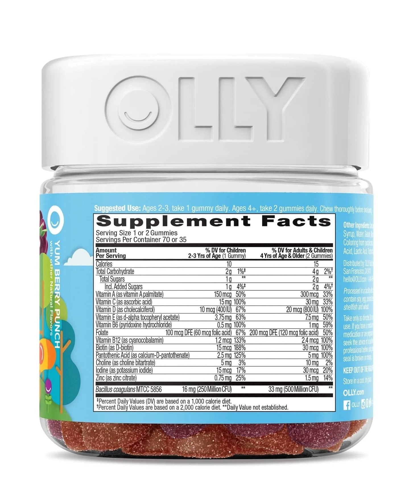 OLLY Gift, Family 2 Pack: Women's Multivitamin Gummy (90 Count), Kids Multivitamin + Probiotic Gummy (70 Count), Vitamins A, D, C, E, B, Chewable Supplement - Maple Wellness Supplements