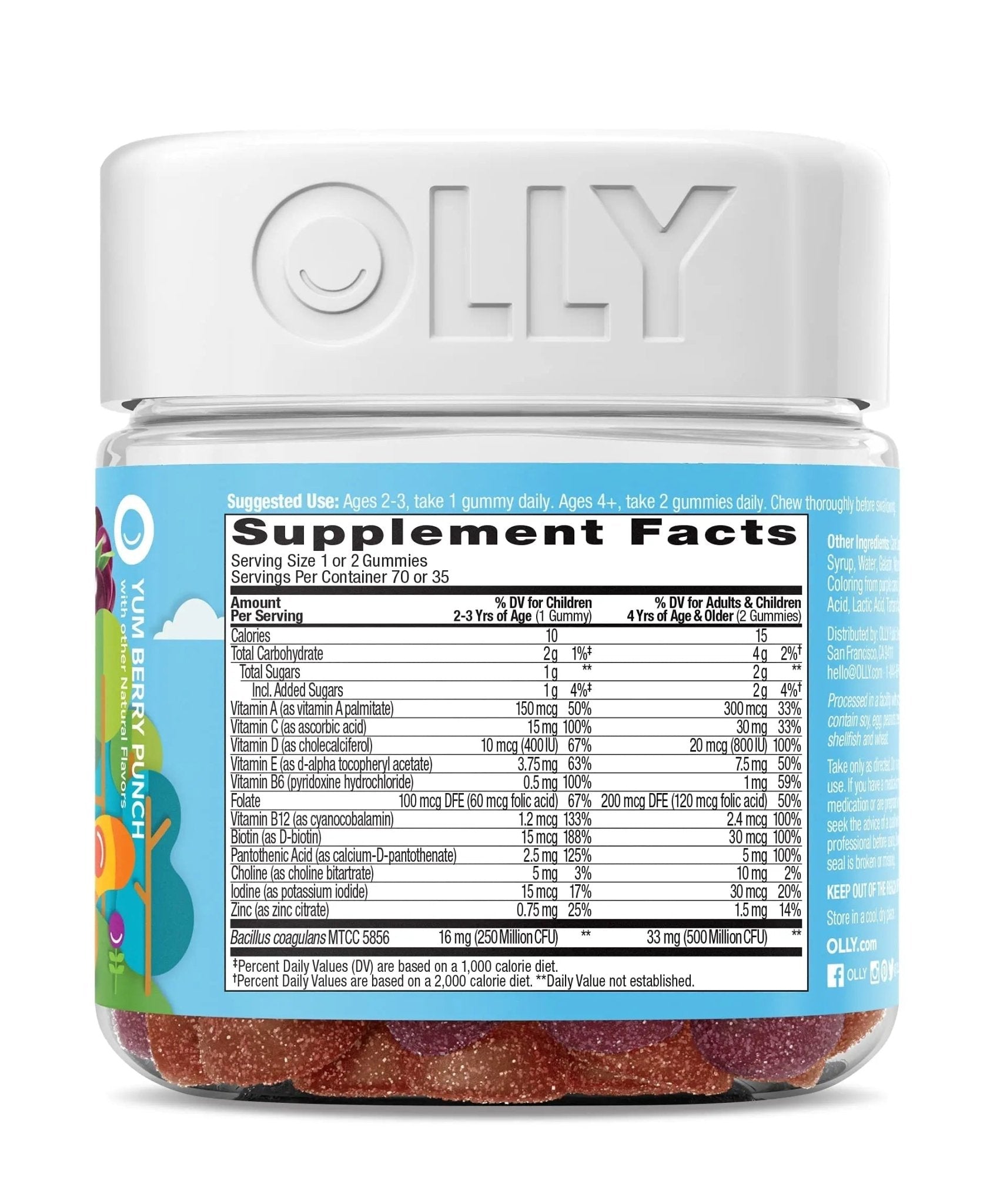 OLLY Gift, Family 2 Pack: Women's Multivitamin Gummy (90 Count), Kids Multivitamin + Probiotic Gummy (70 Count), Vitamins A, D, C, E, B, Chewable Supplement - Maple Wellness Supplements