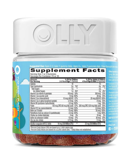 OLLY Gift, Family 2 Pack: Women's Multivitamin Gummy (90 Count), Kids Multivitamin + Probiotic Gummy (70 Count), Vitamins A, D, C, E, B, Chewable Supplement - Maple Wellness Supplements