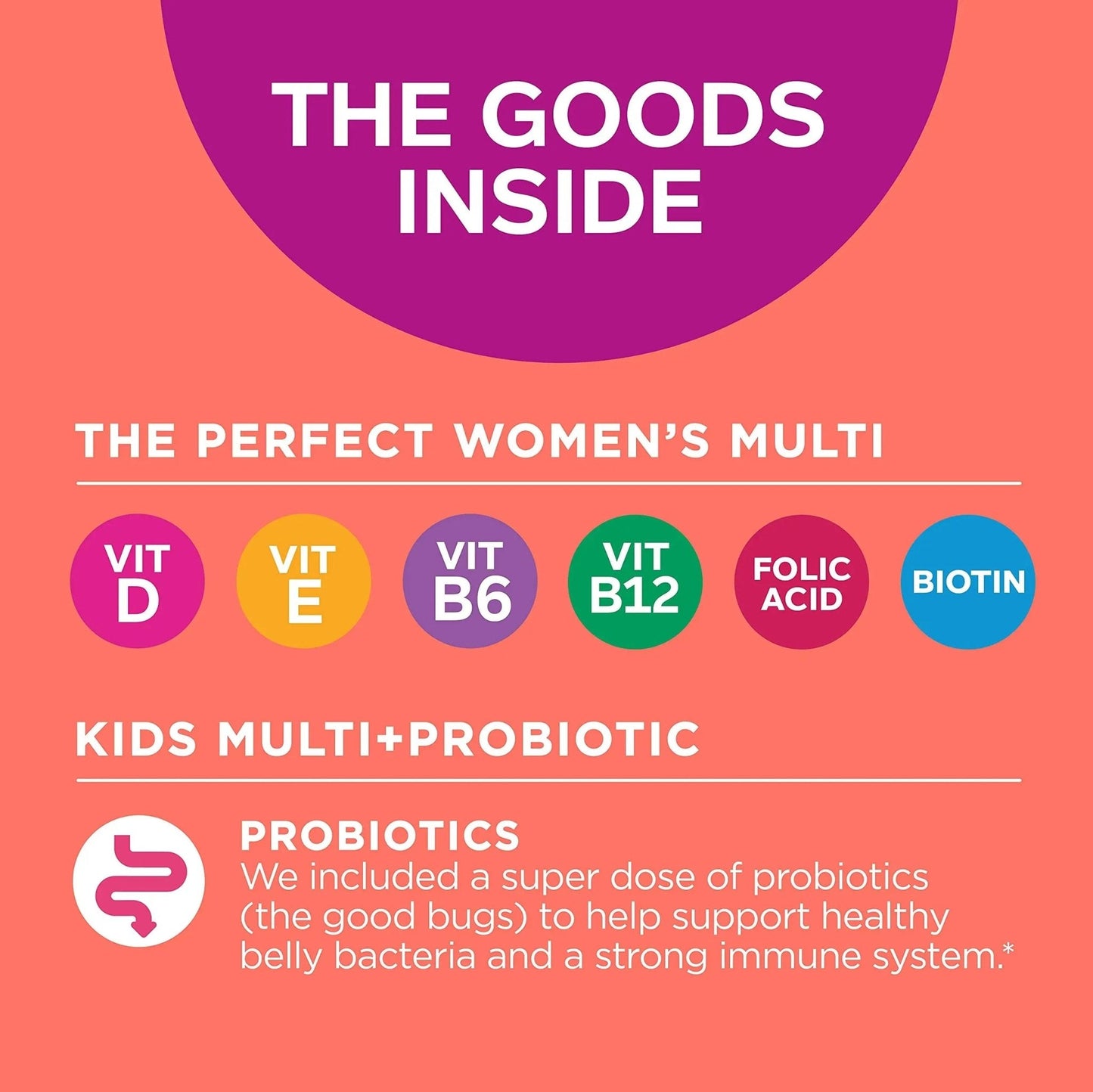 OLLY Gift, Family 2 Pack: Women's Multivitamin Gummy (90 Count), Kids Multivitamin + Probiotic Gummy (70 Count), Vitamins A, D, C, E, B, Chewable Supplement - Maple Wellness Supplements