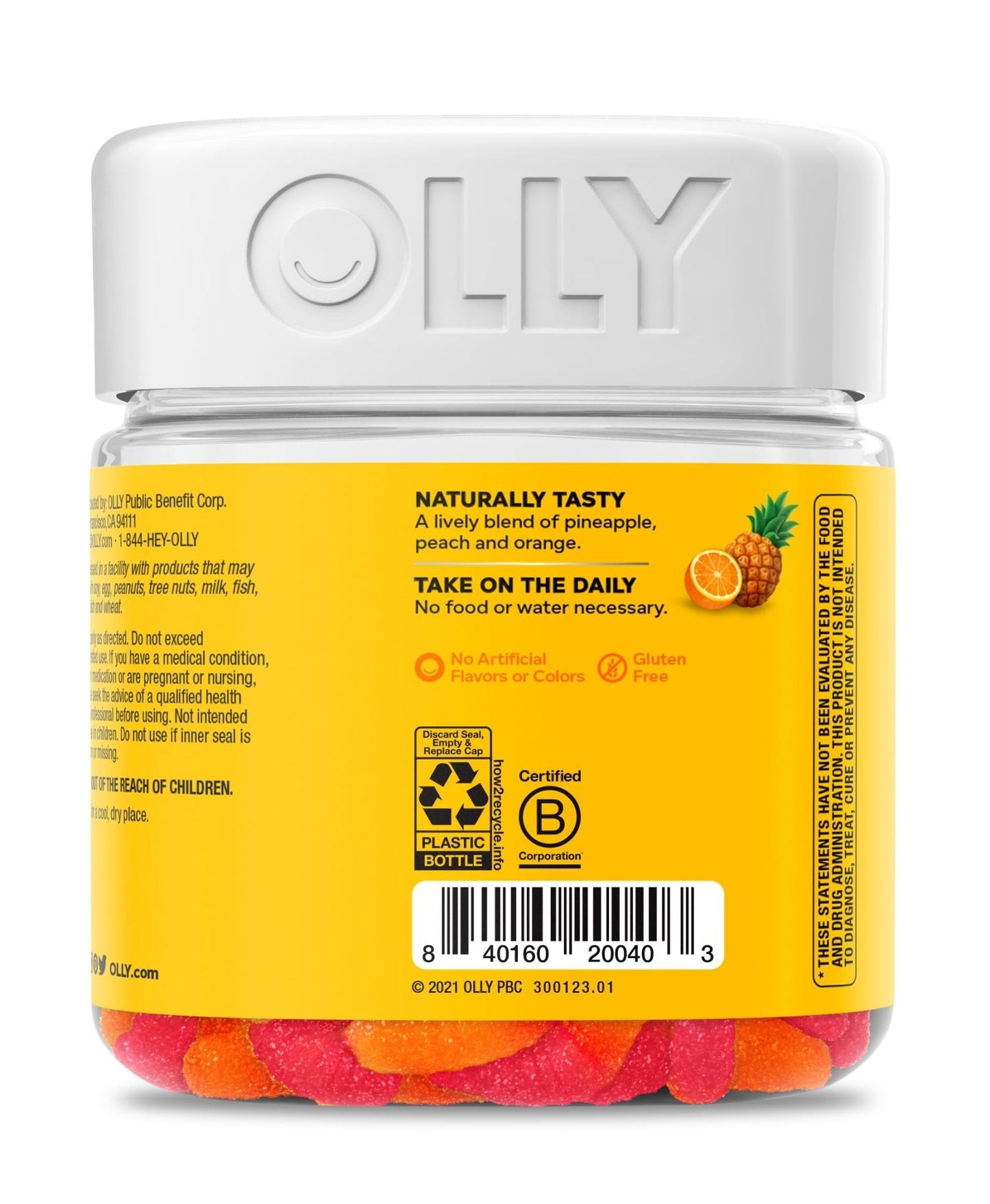 OLLY Hello Happy Gummy Worms, Mood Support Gummies For Adults,* Saffron Extract, Vitamin D, Tropical Zing Flavored, 30 Day Supply - 60 Count - Maple Wellness Supplements