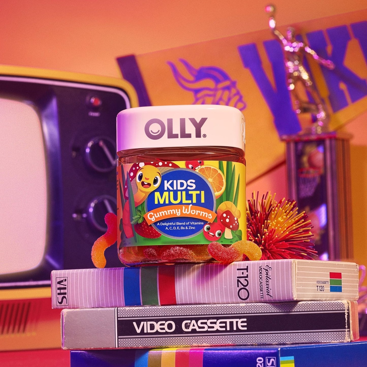 OLLY Kids Multivitamin Gummy Worms, Overall Health and Immune Support, Vitamins and Minerals A, C, D, E, Bs and Zinc, Chewable Supplement - Maple Wellness Supplements