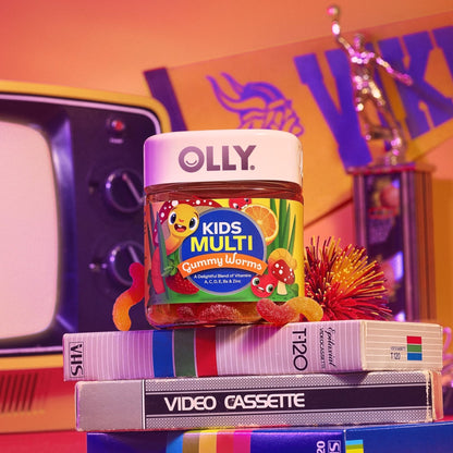 OLLY Kids Multivitamin Gummy Worms, Overall Health and Immune Support, Vitamins and Minerals A, C, D, E, Bs and Zinc, Chewable Supplement - Maple Wellness Supplements