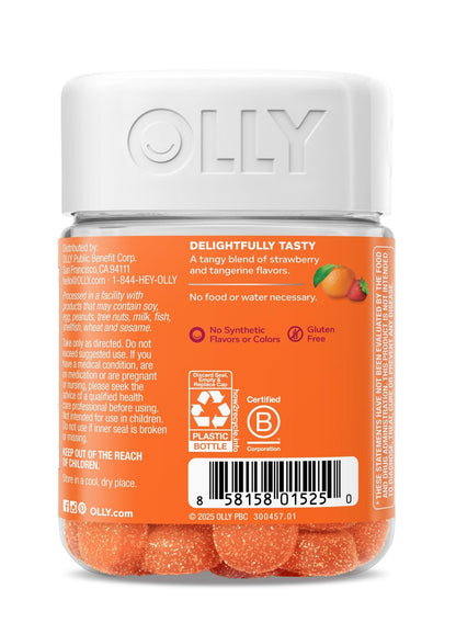 OLLY Laser Focus Gummy, Ginseng, Alpha GPC, B Vitamins, Berry Tangerine Flavor - 36 Count - Maple Wellness Supplements
