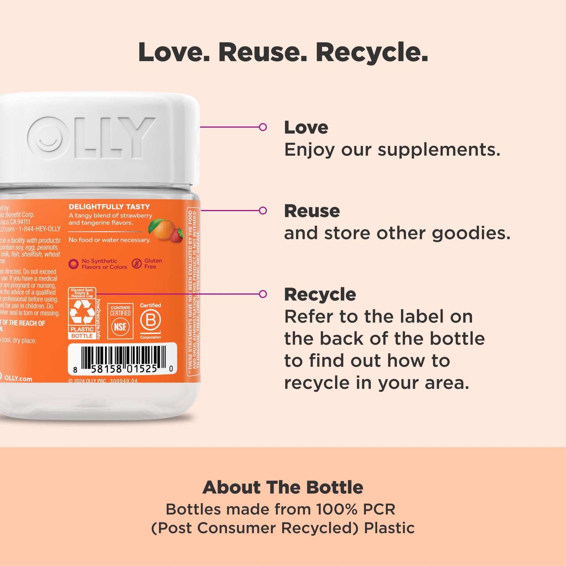 OLLY Laser Focus Gummy, Ginseng, Alpha GPC, B Vitamins, Berry Tangerine Flavor - 36 Count - Maple Wellness Supplements