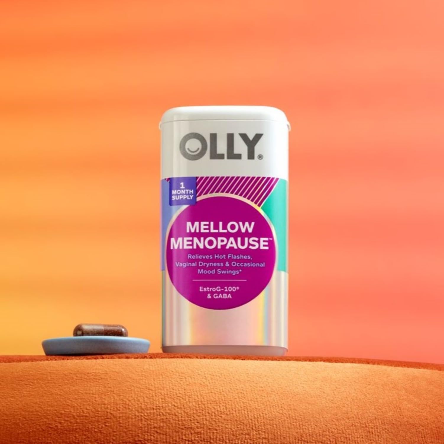 OLLY Mellow Menopause Supplements for Women, Supports Hot Flashes, Vaginal Dryness & Occasional Mood Swings,* Estro-G100®, GABA, Vegan Capsules, 1 Month Supply - 30 Count - Maple Wellness Supplements