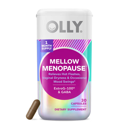 OLLY Mellow Menopause Supplements for Women, Supports Hot Flashes, Vaginal Dryness & Occasional Mood Swings,* Estro-G100®, GABA, Vegan Capsules, 1 Month Supply - 30 Count - Maple Wellness Supplements