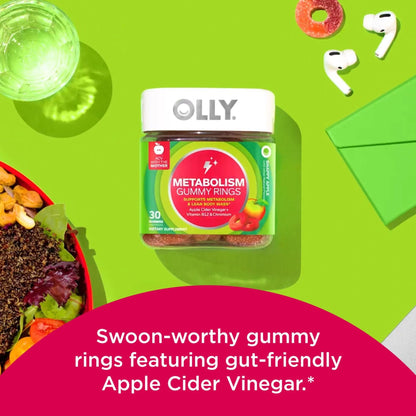 OLLY Metabolism Gummy Rings, Apple Cider Vinegar, Vitamin B12, Chromium, Energy - Maple Wellness Supplements