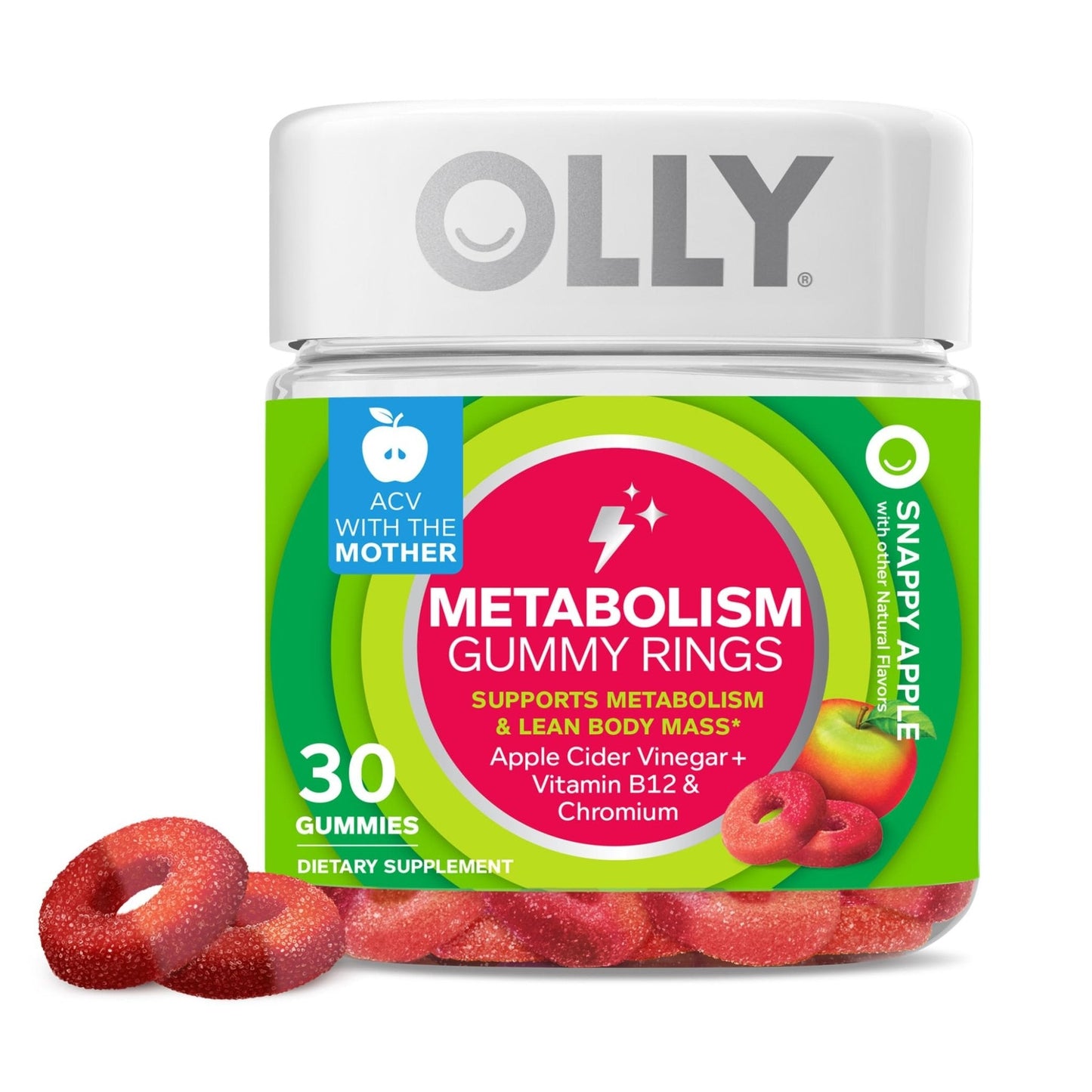 OLLY Metabolism Gummy Rings, Apple Cider Vinegar, Vitamin B12, Chromium, Energy - Maple Wellness Supplements