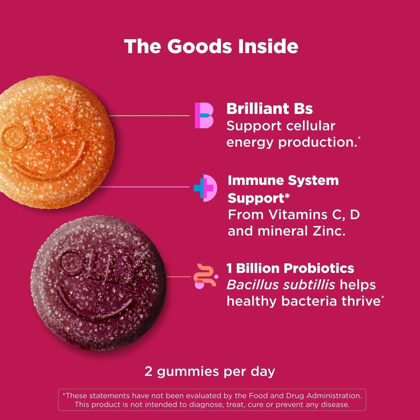 OLLY Multi + Probiotic Adult Multivitamin Gummy, 1 Billion CFUs, Digestive and Immune Support Chewable Supplement, Tropical Twist, 35 Day Supply - 70 Count - Maple Wellness Supplements