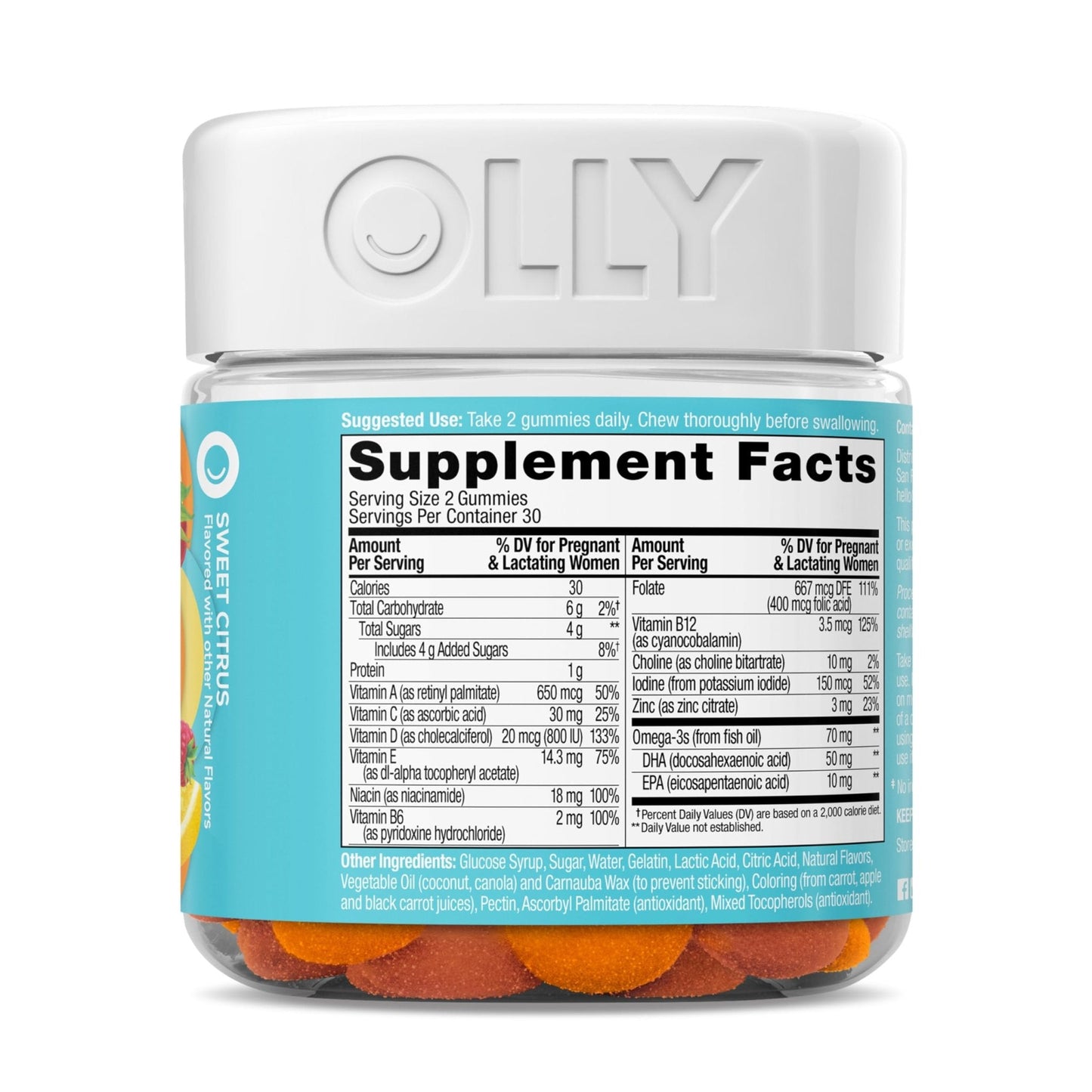 OLLY Prenatal Multivitamin Gummy, Supports Healthy Growth and Brain Development, Folic Acid, Vitamin D, Omega 3 DHA, Chewable Supplement - Maple Wellness Supplements