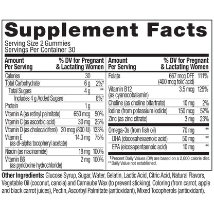 OLLY Prenatal Multivitamin Gummy, Supports Healthy Growth and Brain Development, Folic Acid, Vitamin D, Omega 3 DHA, Chewable Supplement - Maple Wellness Supplements