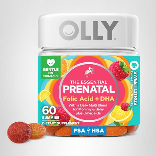 OLLY Prenatal Multivitamin Gummy, Supports Healthy Growth and Brain Development, Folic Acid, Vitamin D, Omega 3 DHA, Chewable Supplement - Maple Wellness Supplements