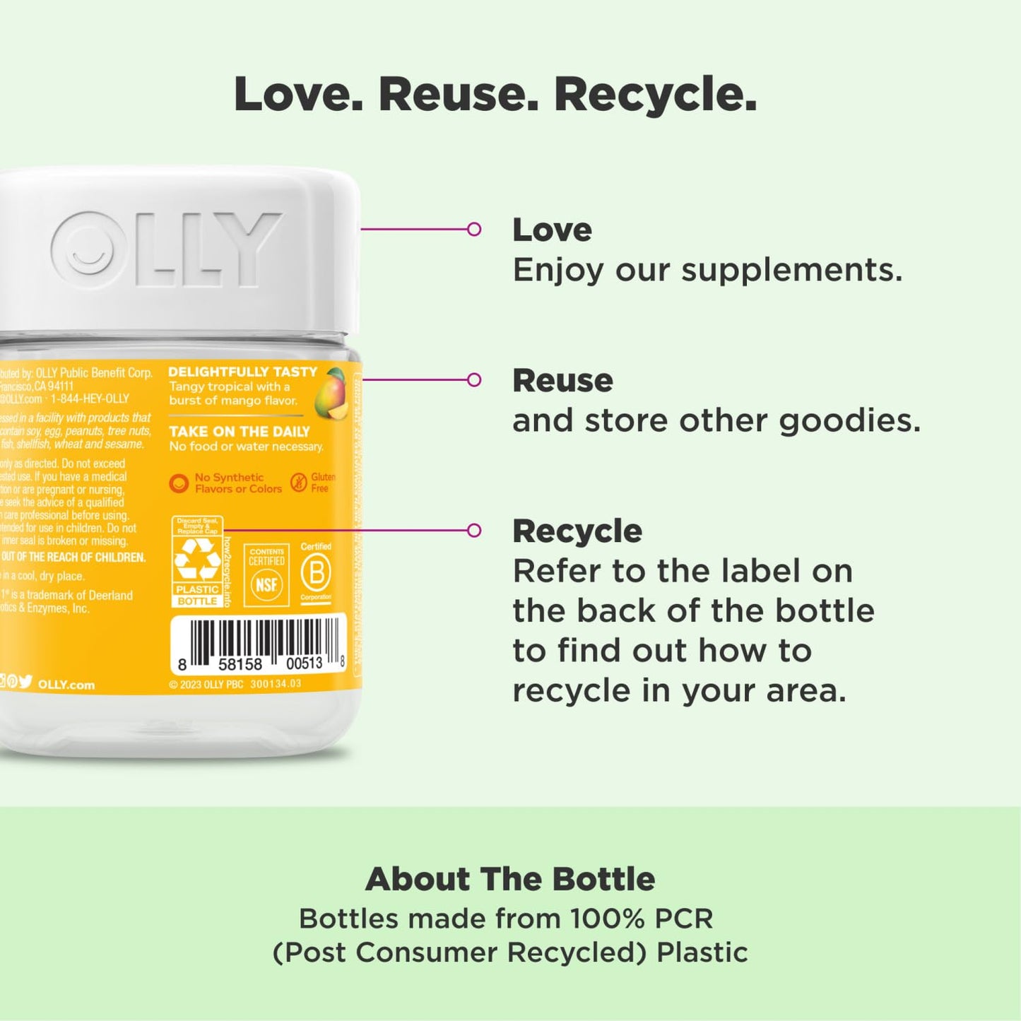OLLY Probiotic Gummy, 1 Billion CFUs, Immune and Digestive Support, Chewable Probiotic Supplement, Mango, 80 Count - Maple Wellness Supplements