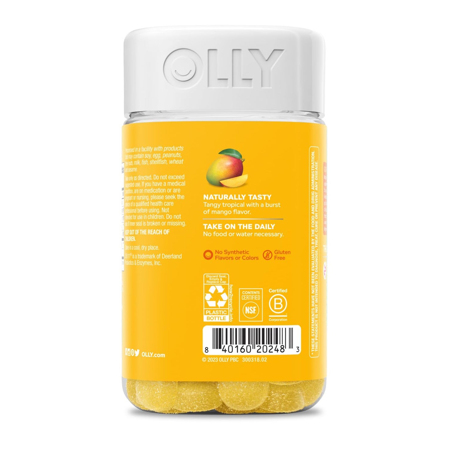 OLLY Probiotic Gummy, 1 Billion CFUs, Immune and Digestive Support, Chewable Probiotic Supplement, Mango, 80 Count - Maple Wellness Supplements