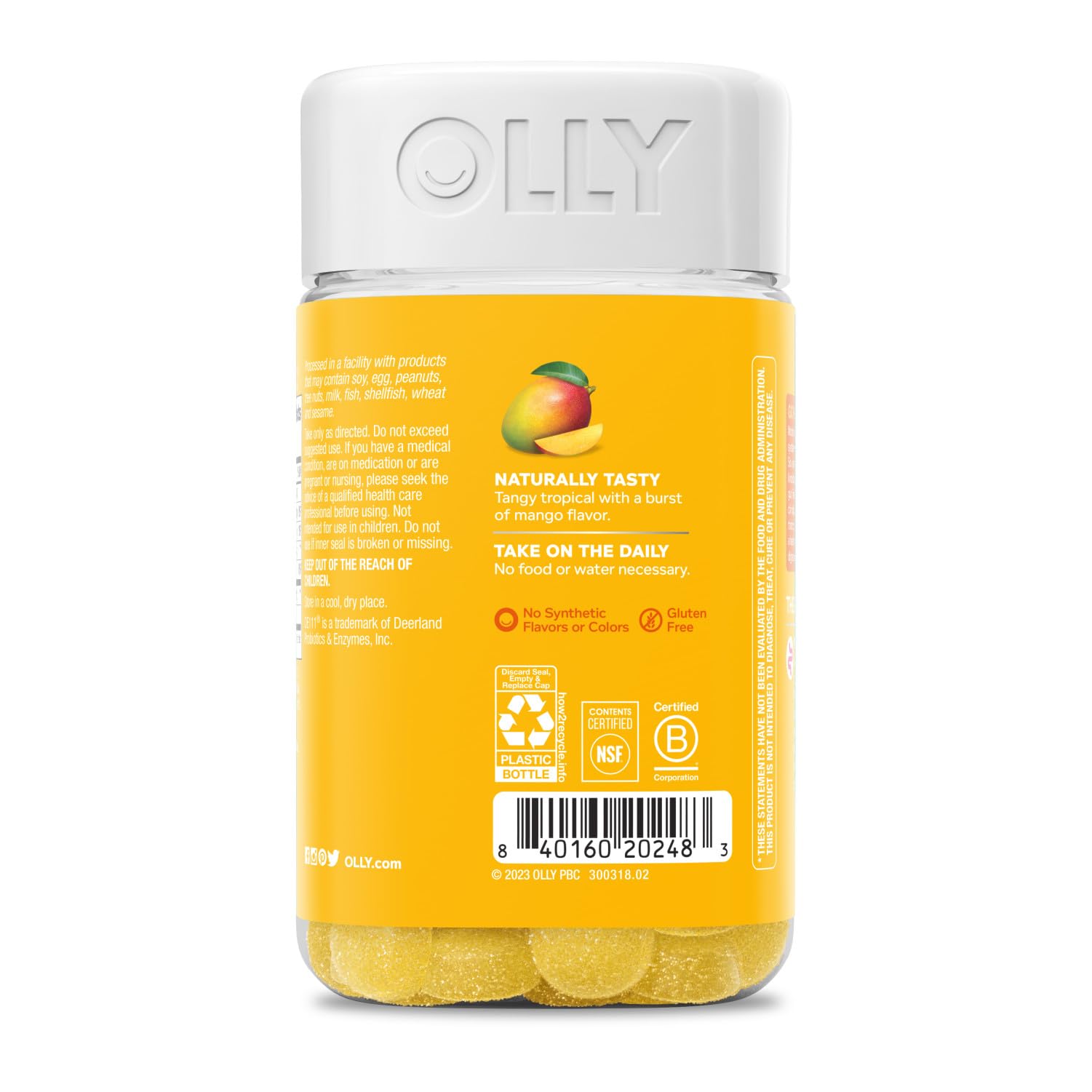 OLLY Probiotic Gummy, 1 Billion CFUs, Immune and Digestive Support, Chewable Probiotic Supplement, Mango, 80 Count - Maple Wellness Supplements