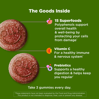 OLLY Supergood Superfoods Gummies, Supports Immune System & Digestive Health,* 15 Superfoods, Prebiotics, Vitamin C, Tropical Bliss Flavor - Maple Wellness Supplements
