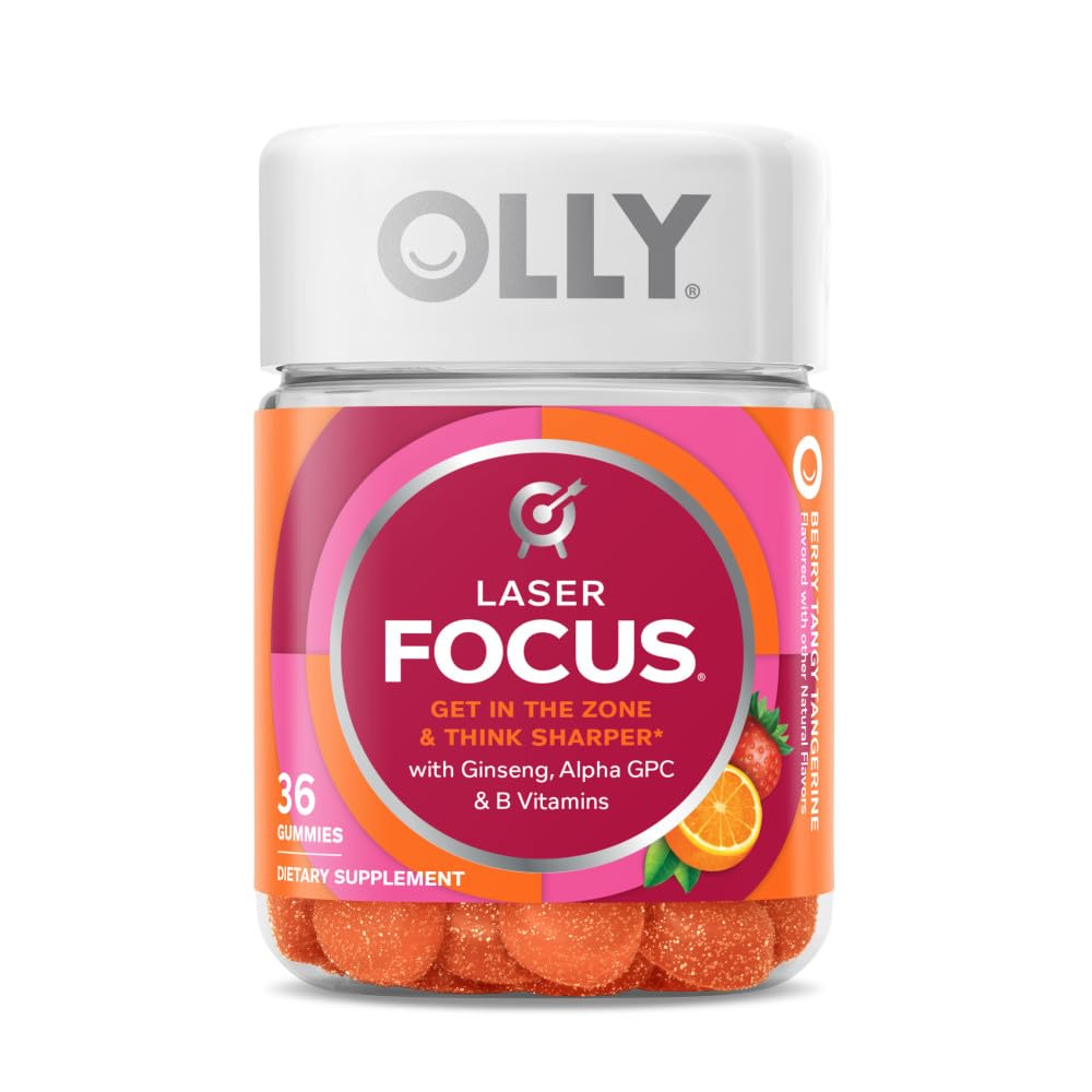 OLLY Ultra Strength Goodbye Stress Softgels 60 Count & Laser Focus Gummy 36 Count Brain Support Supplement Bundle - Maple Wellness Supplements