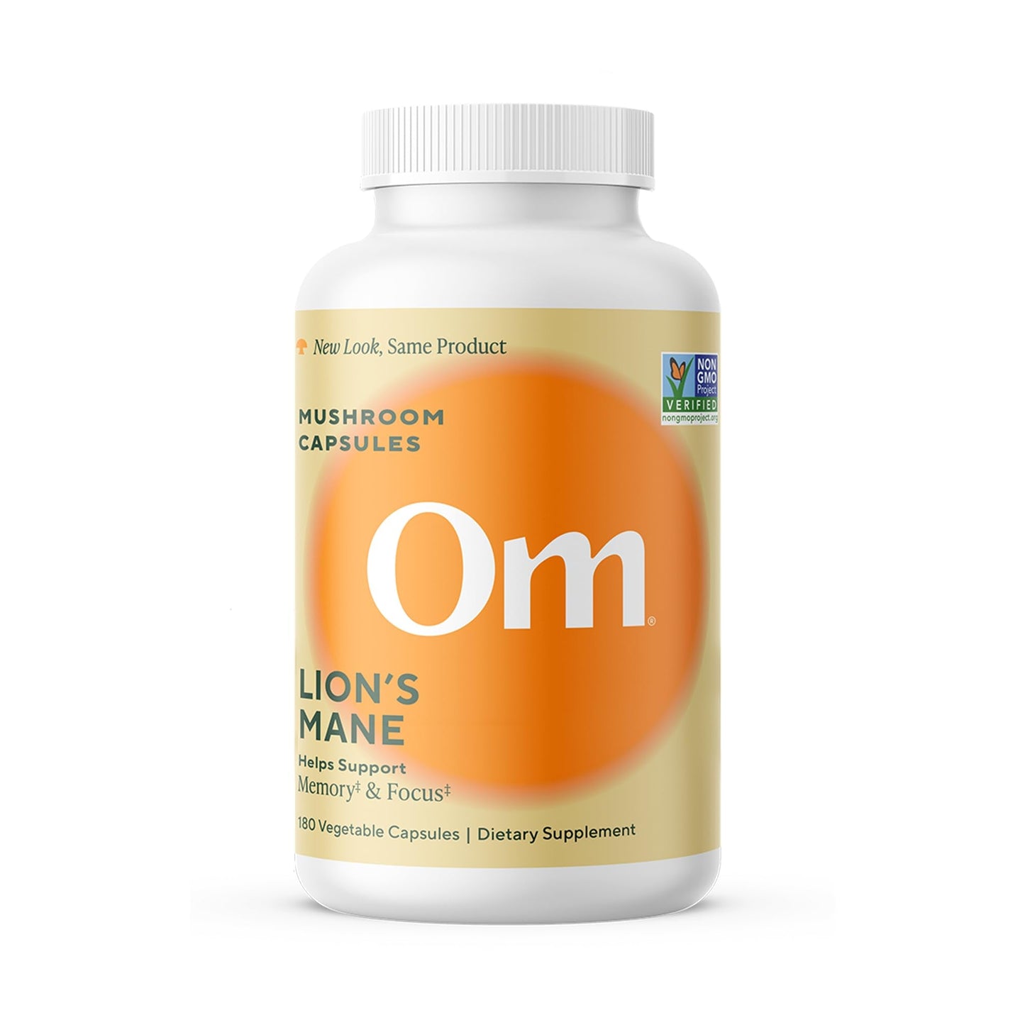 Om Lion’s Mane Mushroom Capsules - Organic Mushroom Supplement and Nootropic - Brain Supplements for Memory and Focus, 180 Count (60 Servings) - Maple Wellness Supplements