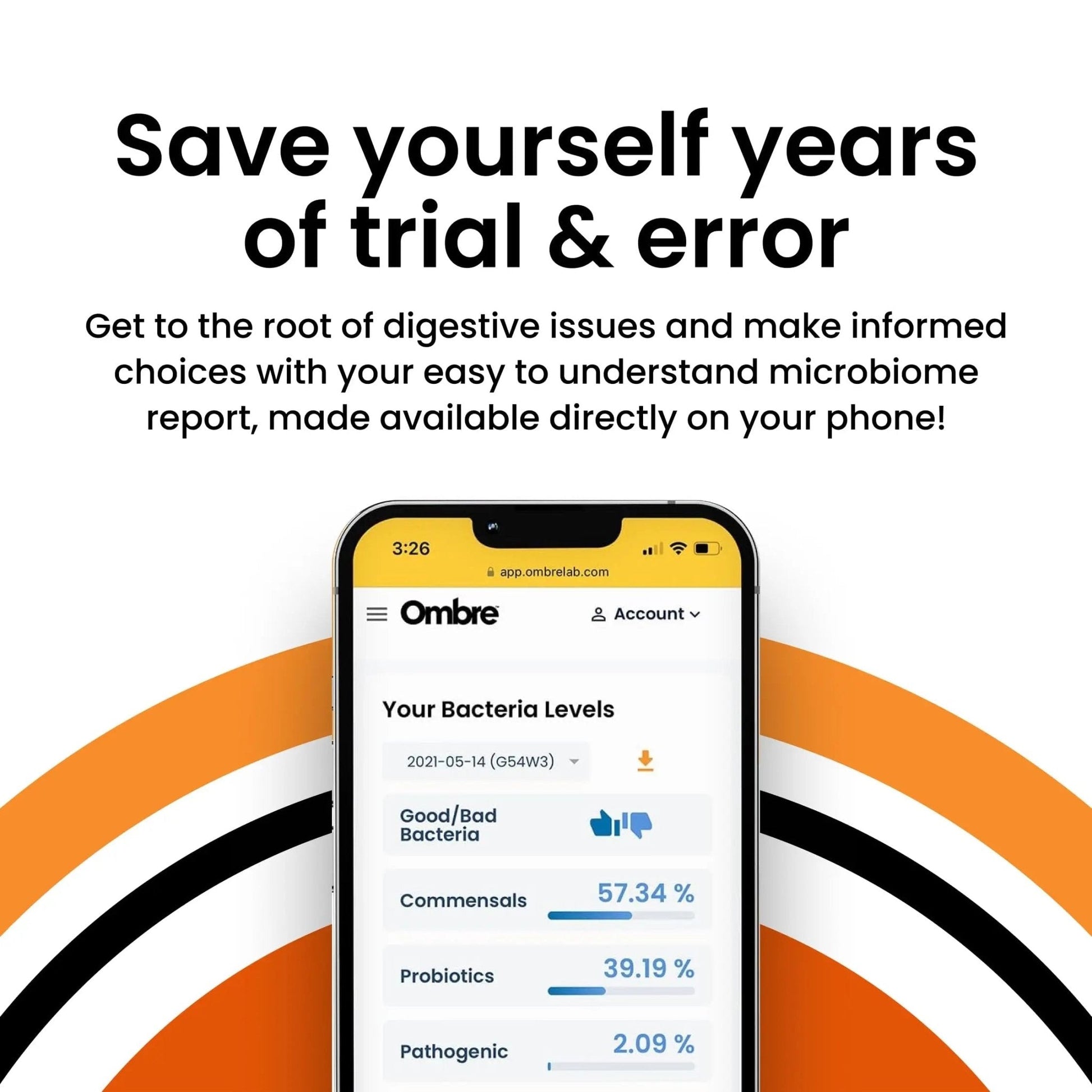 Ombre Gut Health Test Kit - Probiotic Recommender at Home Test for Women & Men - Detailed Custom Gut Microbiome Analysis for Digestive, Immune and Mental Health with Food Suggestions - Maple Wellness Supplements