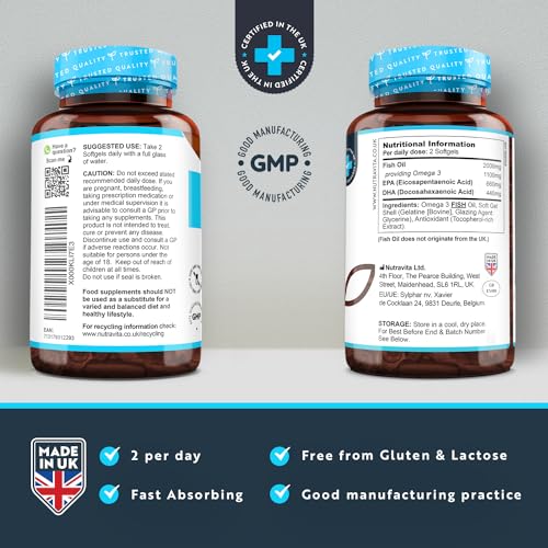 Omega 3 2000mg with 660mg EPA & 440mg DHA per Serving - 240 Softgel Capsules - Maple Wellness Supplements