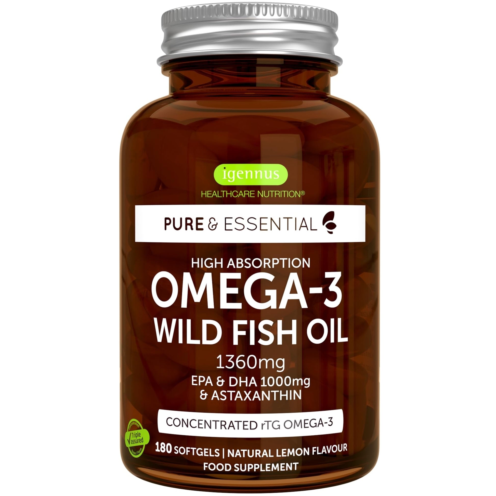 Omega-3 Wild Fish Oil & Astaxanthin, The Most Advanced High Absorption rTG Omega-3 - Maple Wellness Supplements