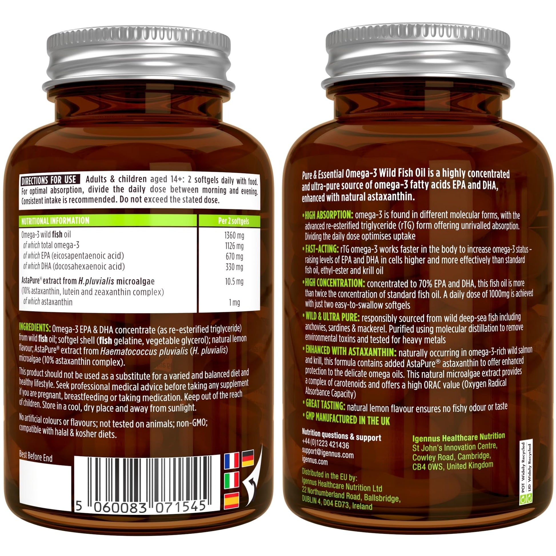 Omega-3 Wild Fish Oil & Astaxanthin, The Most Advanced High Absorption rTG Omega-3 - Maple Wellness Supplements