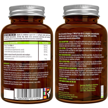 Omega-3 Wild Fish Oil & Astaxanthin, The Most Advanced High Absorption rTG Omega-3 - Maple Wellness Supplements