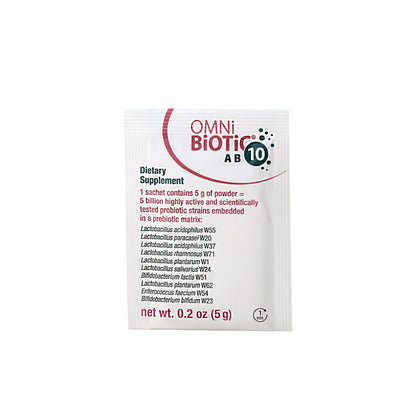 OMNi BiOTiC AB 10 - Clinically Tested Restorative Probiotic - Supports & Restores Gut Flora & Digestion - Digestive Probiotic for Diarrhea - Vegan, Hypoallergenic, Non-GMO (30 Daily Packets) - Maple Wellness Supplements