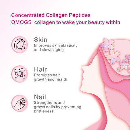 OMOGS Collagen Peptides Powder, with Prebiotics & Cranberry Extract -Hydrolyzed Collagen Peptides Support Hair, Skin, Nail, Bone & Digestive Health - Maple Wellness Supplements