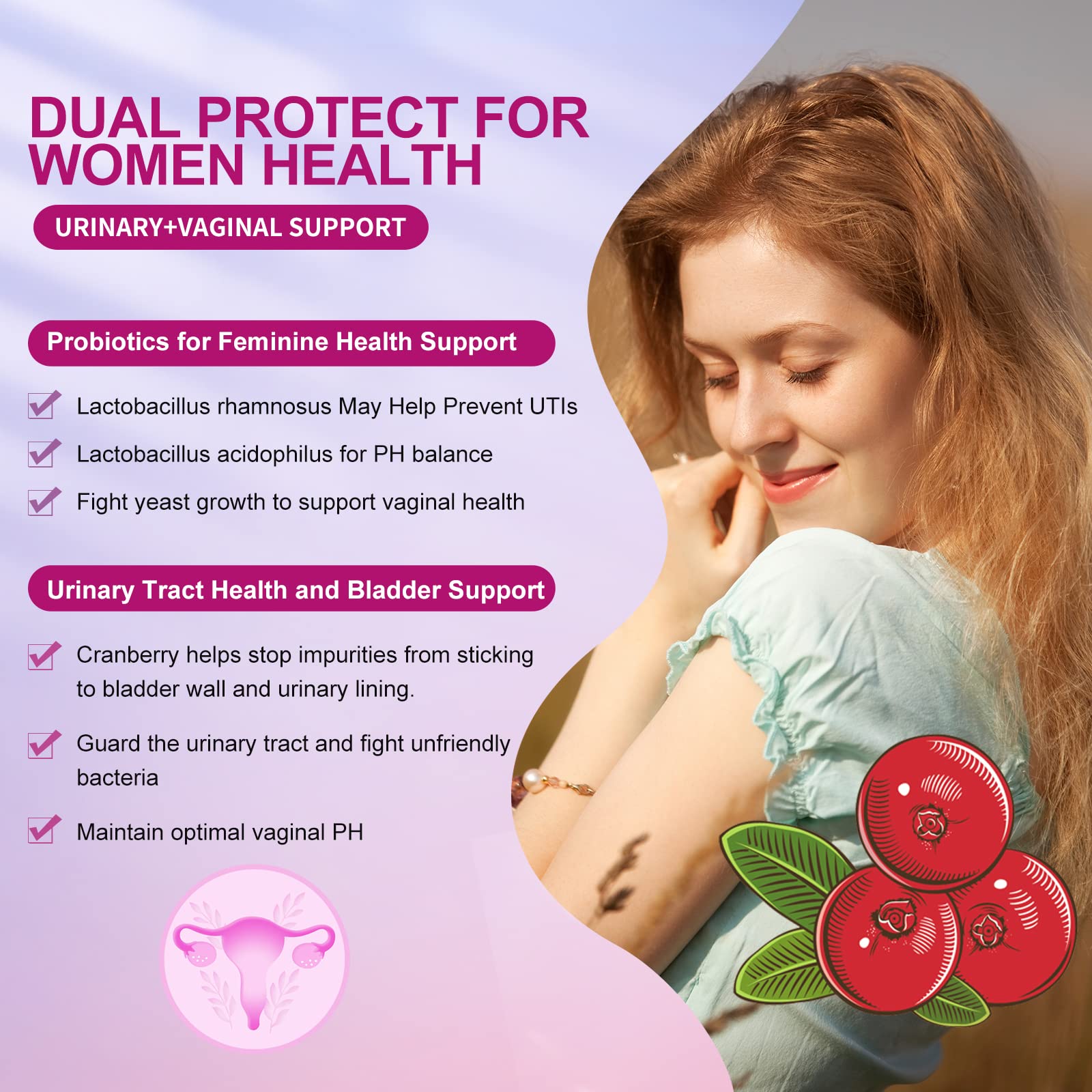 OMOGS Women's Probiotic, with Cranberry Extract, Organic Prebiotics & Vitamin C, 90 Billion CFUs,18 Strains, Help for Boost Immune, Digestive, Gut Health & Women's Health - Maple Wellness Supplements