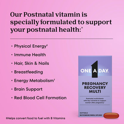 One A Day Postnatal Vitamins for Women, Postnatal Multivitamin with Folic Acid, Omega-3 DHA, B Vitamins, Support Immune Health, Breastfeeding - Maple Wellness Supplements