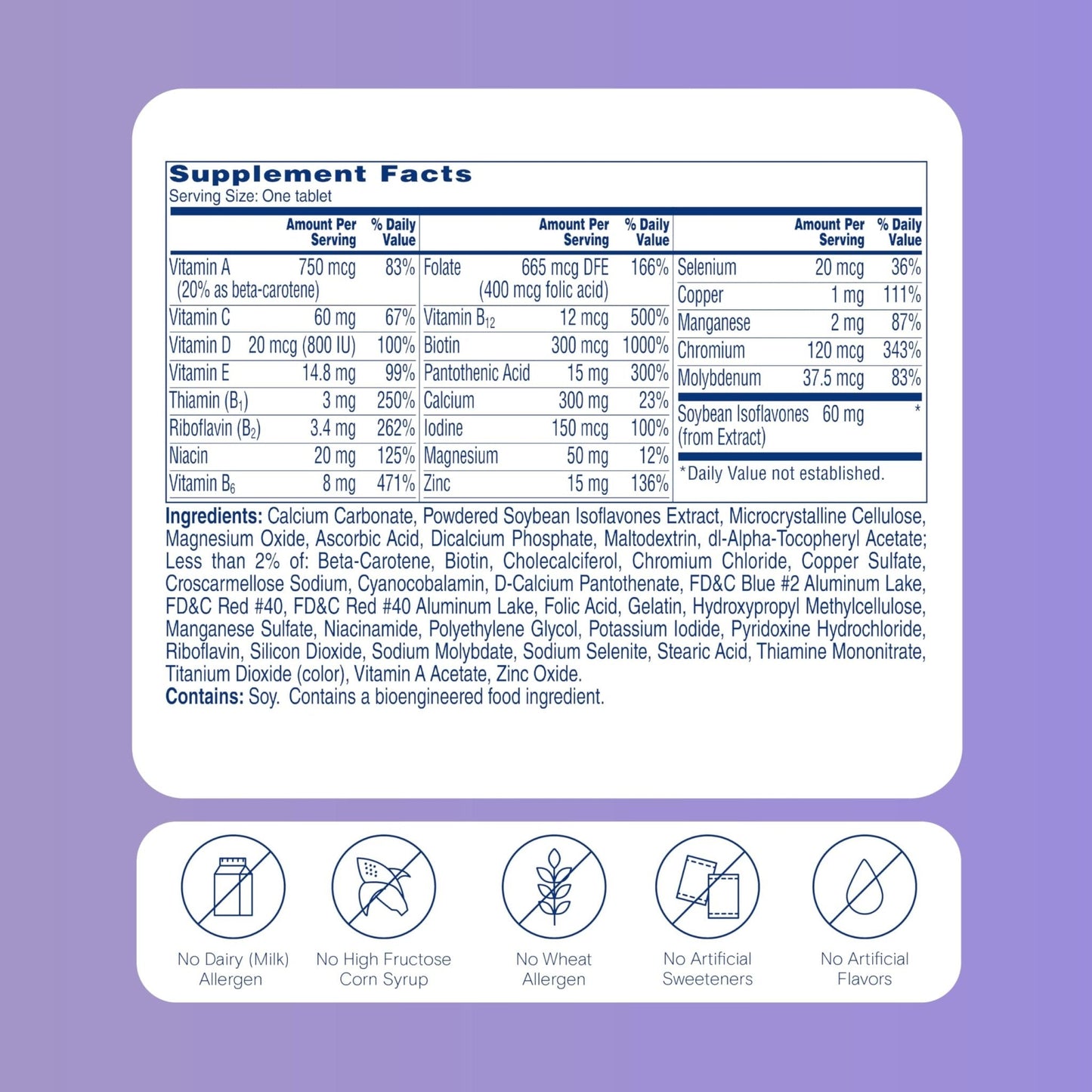 One A Day Women's Menopause Multivitamin with Vitamin A, Vitamin C, Vitamin D, Vitamin E and Zinc for Immune Health Support, Bone health, 50 Count - Maple Wellness Supplements