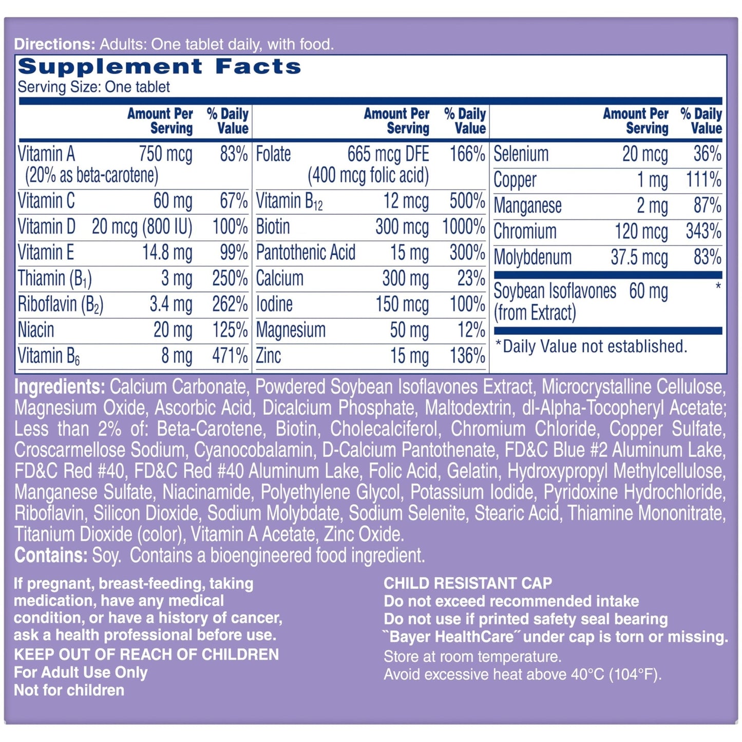 One A Day Women's Menopause Multivitamin with Vitamin A, Vitamin C, Vitamin D, Vitamin E and Zinc for Immune Health Support, Bone health, 50 Count (Packaging May Vary) - Maple Wellness Supplements