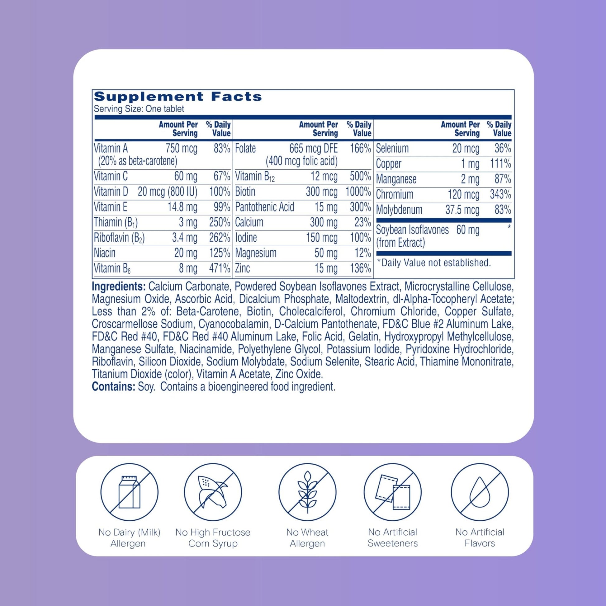 One A Day Women's Menopause Multivitamin with Vitamin A, Vitamin C, Vitamin D, Vitamin E and Zinc for Immune Health Support, Bone health, 50 Count (Packaging May Vary) - Maple Wellness Supplements