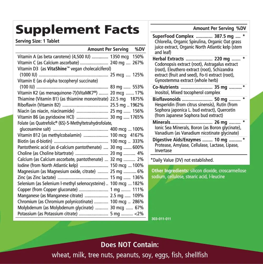 One n Only Whole Food Multivitamin by Pure Essence - Super Energetic Once a Day with Superfoods, Minerals, Enzymes - Maple Wellness Supplements