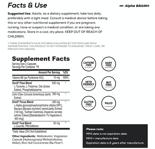 ONNIT Alpha Brain (120ct) - Over 1 Million Bottles Sold - Premium Nootropic Brain Sup - Maple Wellness Supplements