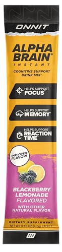ONNIT Alpha Brain Instant Cognitive Support Drink Mix, BlackBerry Lemonade Flavor, Nootropic Supplement for Focus, Memory, and Clarity, 0.13 oz Packets, 30 Count - Maple Wellness Supplements