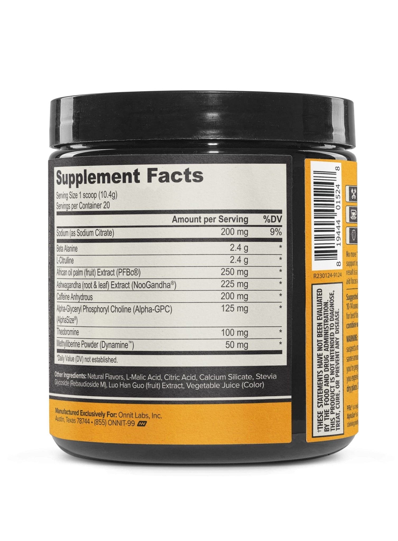 ONNIT Alpha Brain Pre-Workout - Yuzu Peach (20 Serving Tub) - Maple Wellness Supplements
