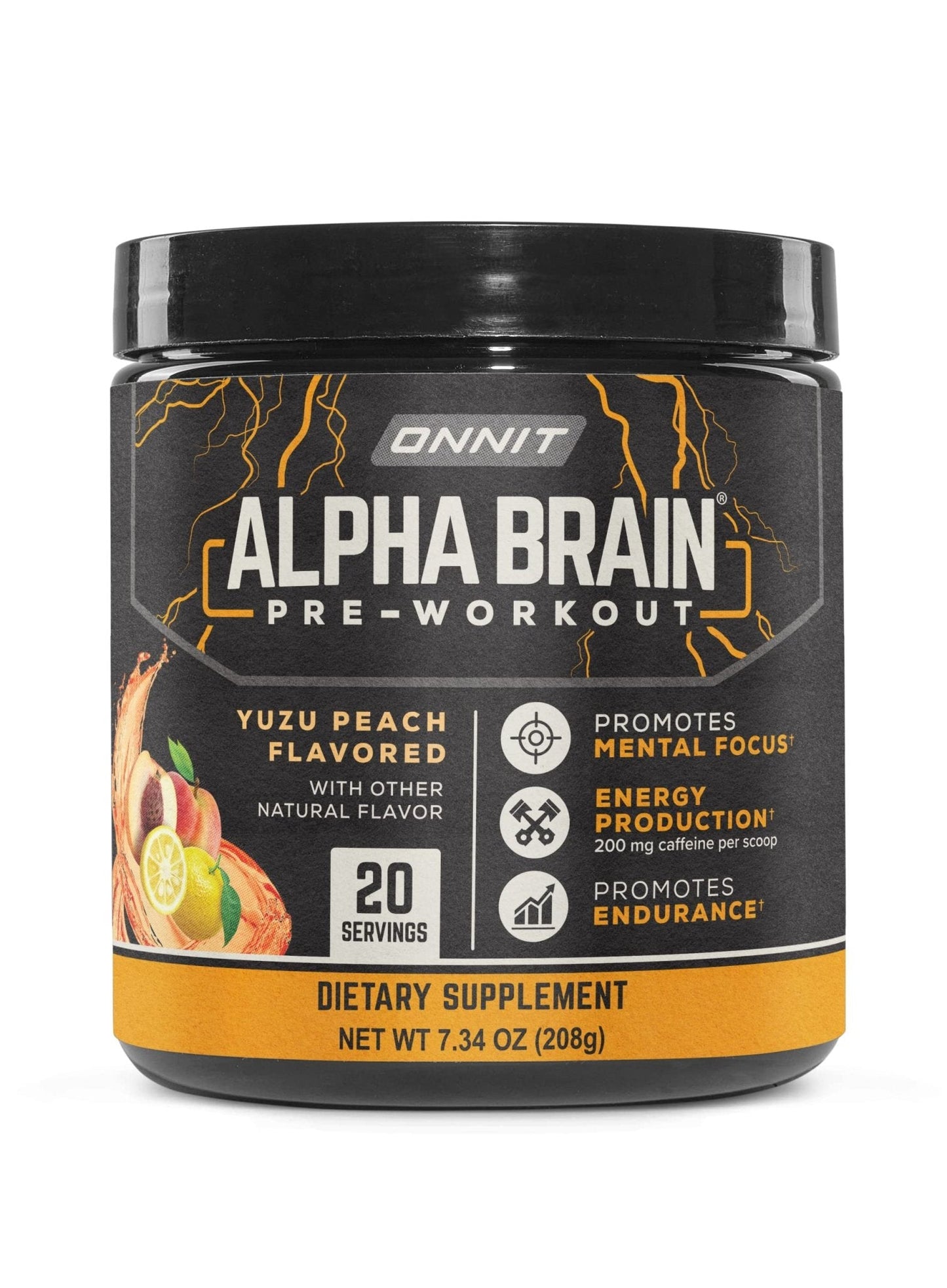 ONNIT Alpha Brain Pre-Workout - Yuzu Peach (20 Serving Tub) - Maple Wellness Supplements