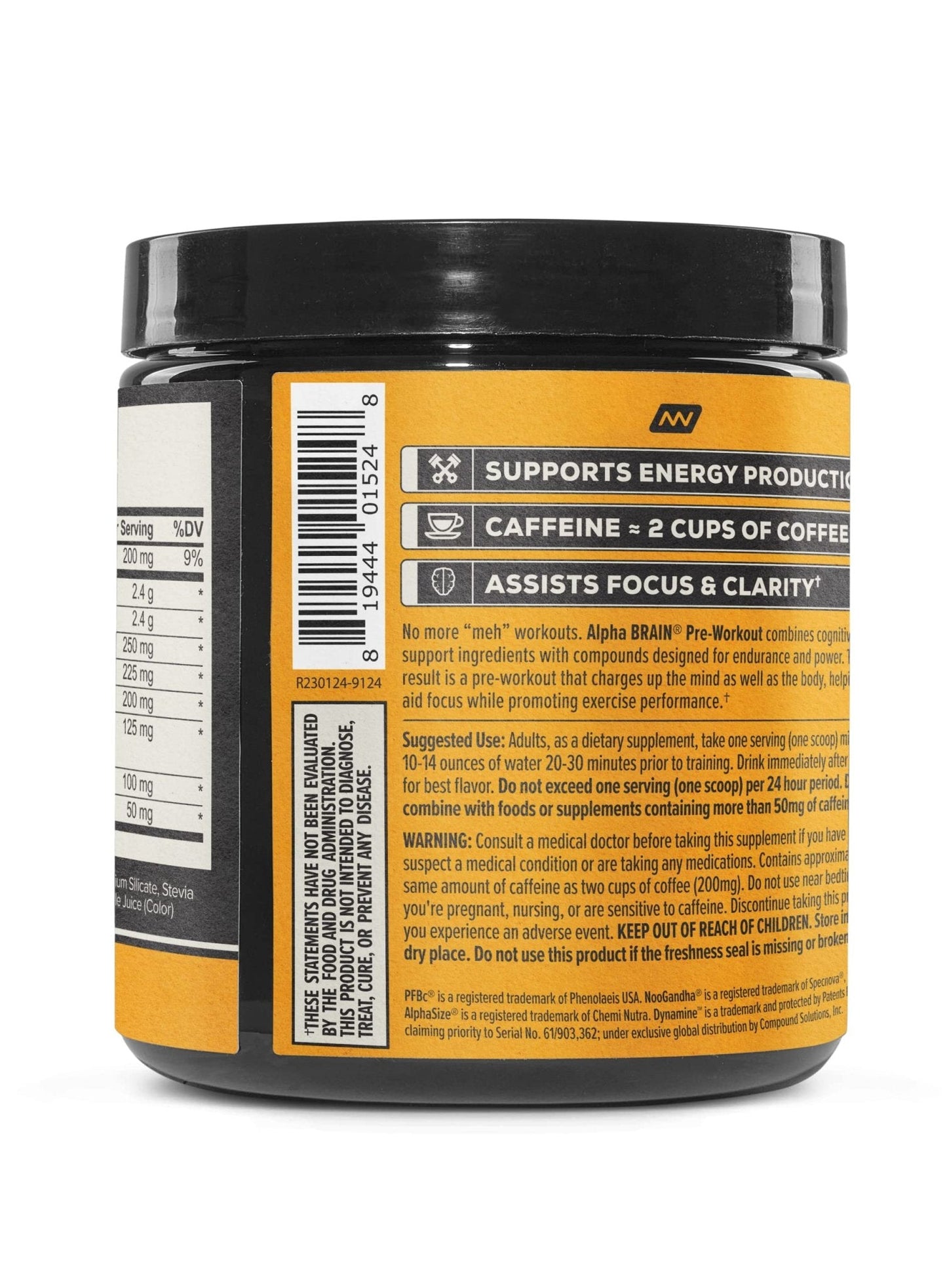 ONNIT Alpha Brain Pre-Workout - Yuzu Peach (20 Serving Tub) - Maple Wellness Supplements