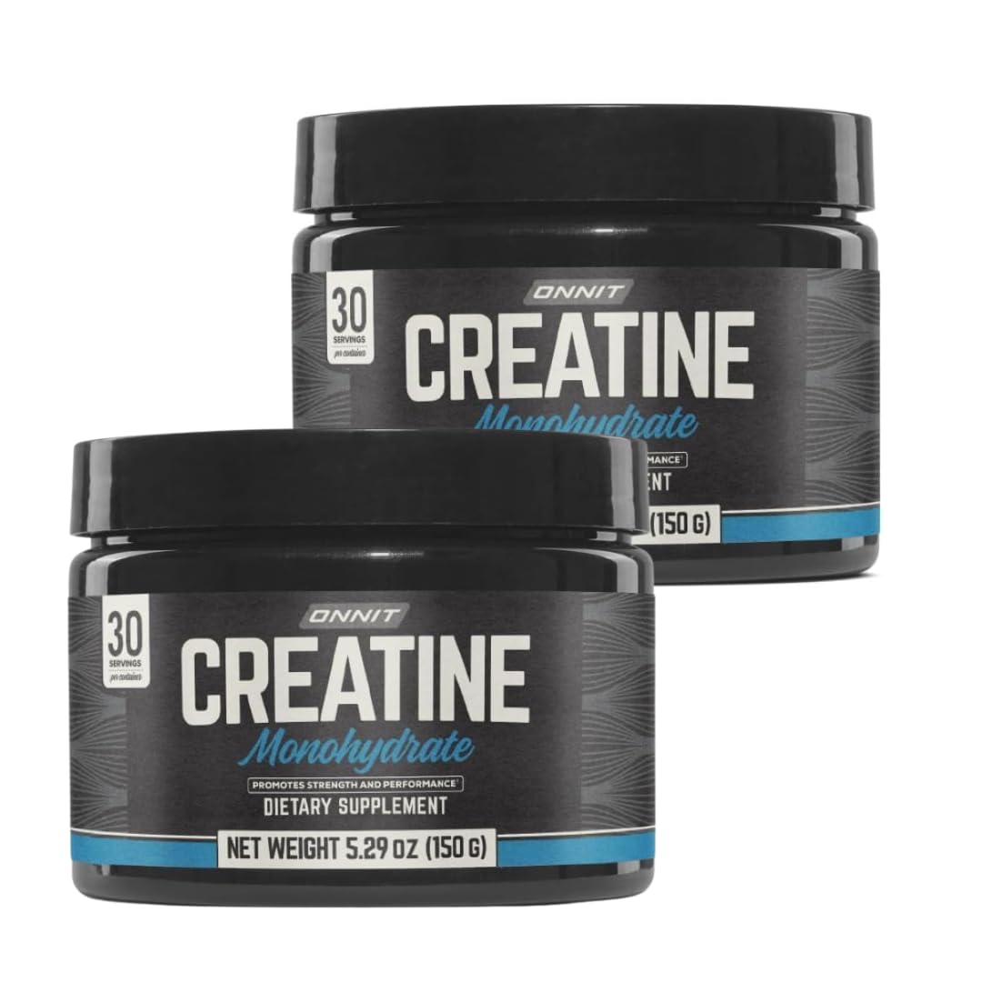 ONNIT Creatine Monohydrate Powder, IGEN™ Non-GMO Tested – 5g Premium Creatine for Muscle Strength, Power & Lean Mass, Supports Brain Health & Cellular Energy, Unflavored, 30 Servings, 5.29 oz 2-Pack - Maple Wellness Supplements