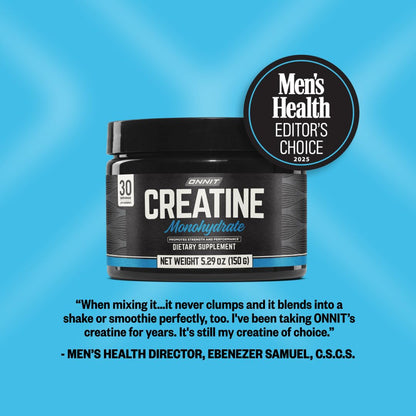 ONNIT Creatine Monohydrate Powder – IGEN™ Non-GMO Tested, 5g Premium Creatine for Muscle Strength, Power & Lean Mass, Supports Brain Health & Cellular Energy, Unflavored, 30 Servings, 5.29 oz 3-Pack - Maple Wellness Supplements