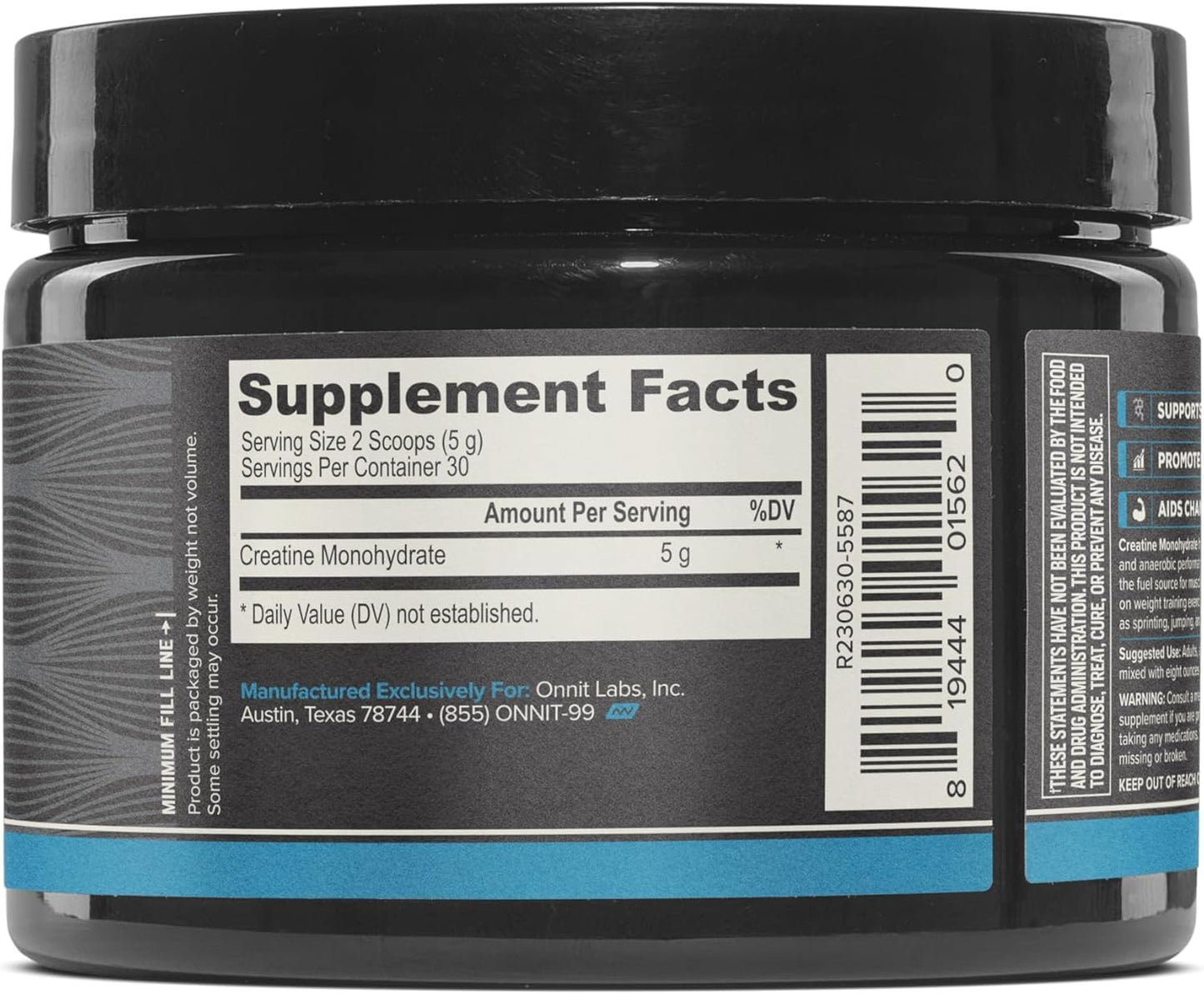 ONNIT Creatine Monohydrate Powder – IGEN™ Non-GMO Tested, 5g Premium Creatine for Muscle Strength, Power & Lean Mass, Supports Brain Health & Cellular Energy, Unflavored, 30 Servings, 5.29 oz 3-Pack - Maple Wellness Supplements
