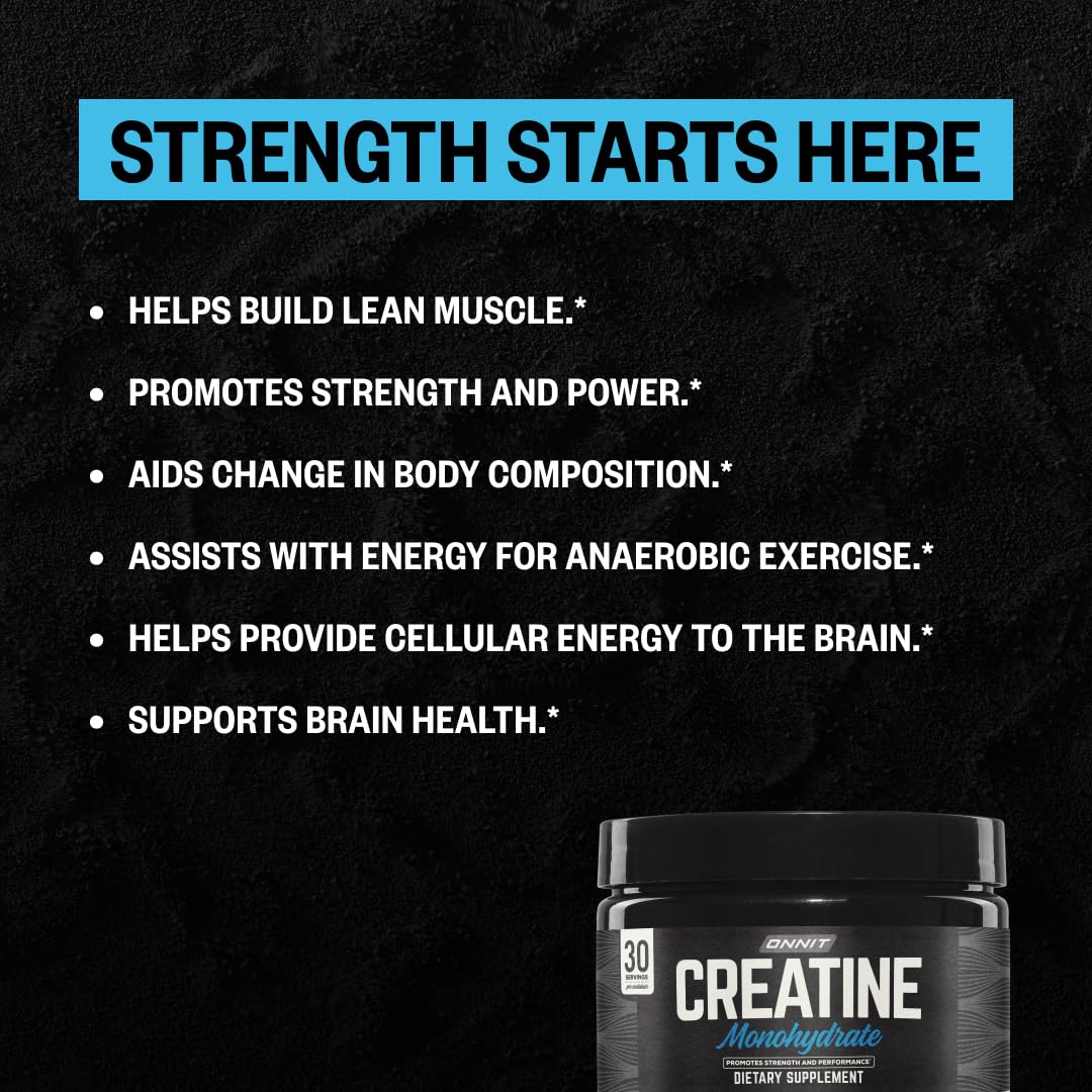 ONNIT Creatine Monohydrate Powder, IGEN(TM) Non-GMO Tested 5g Premium Creatine for Muscle Strength, Power and Lean Mass, Supports Brain Health - Maple Wellness Supplements