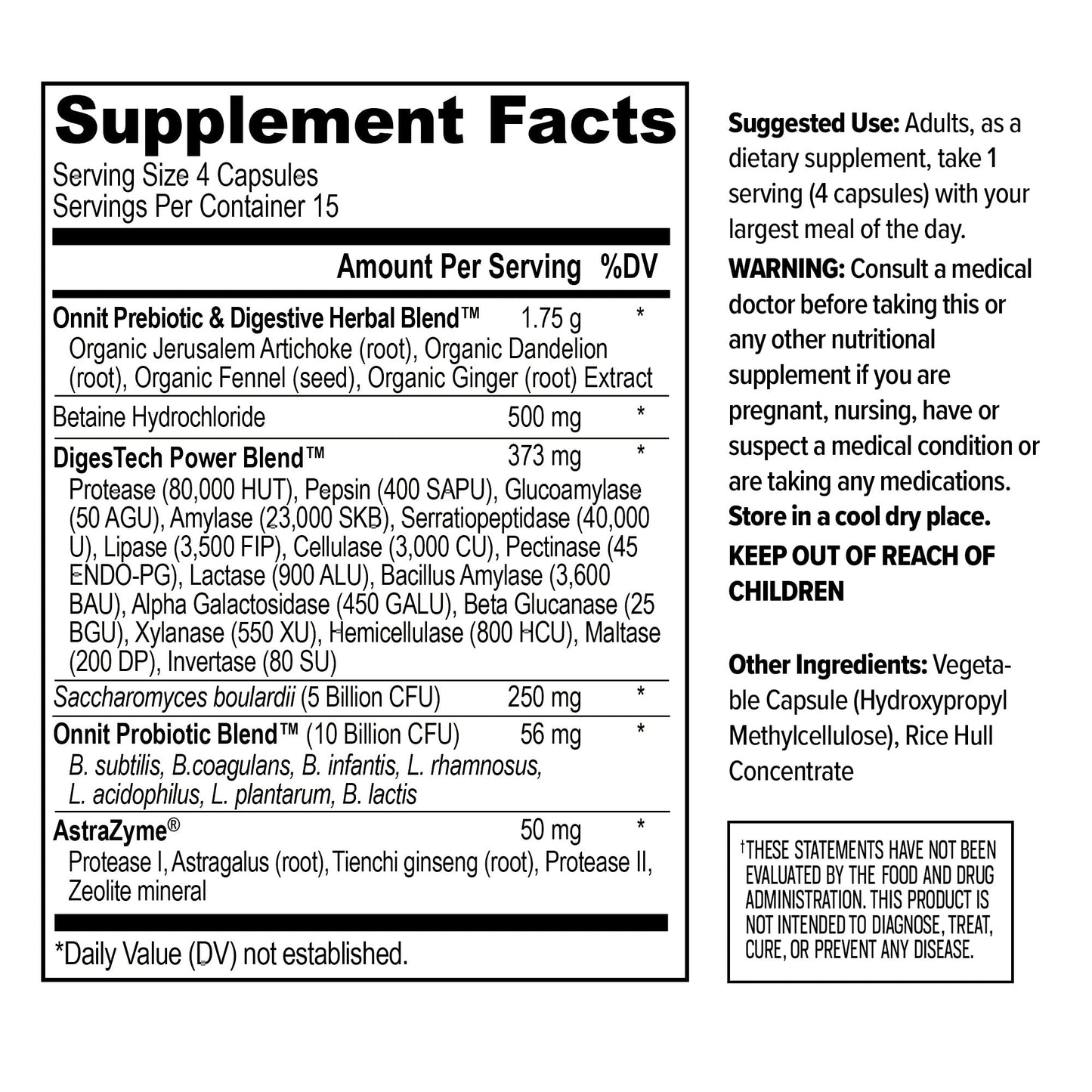 ONNIT Total Gut Health Daily Digestive Support, IGEN™ Non-GMO Tested Digestion Supplement for Women and Men with 7 Strains of Probiotics, - Maple Wellness Supplements