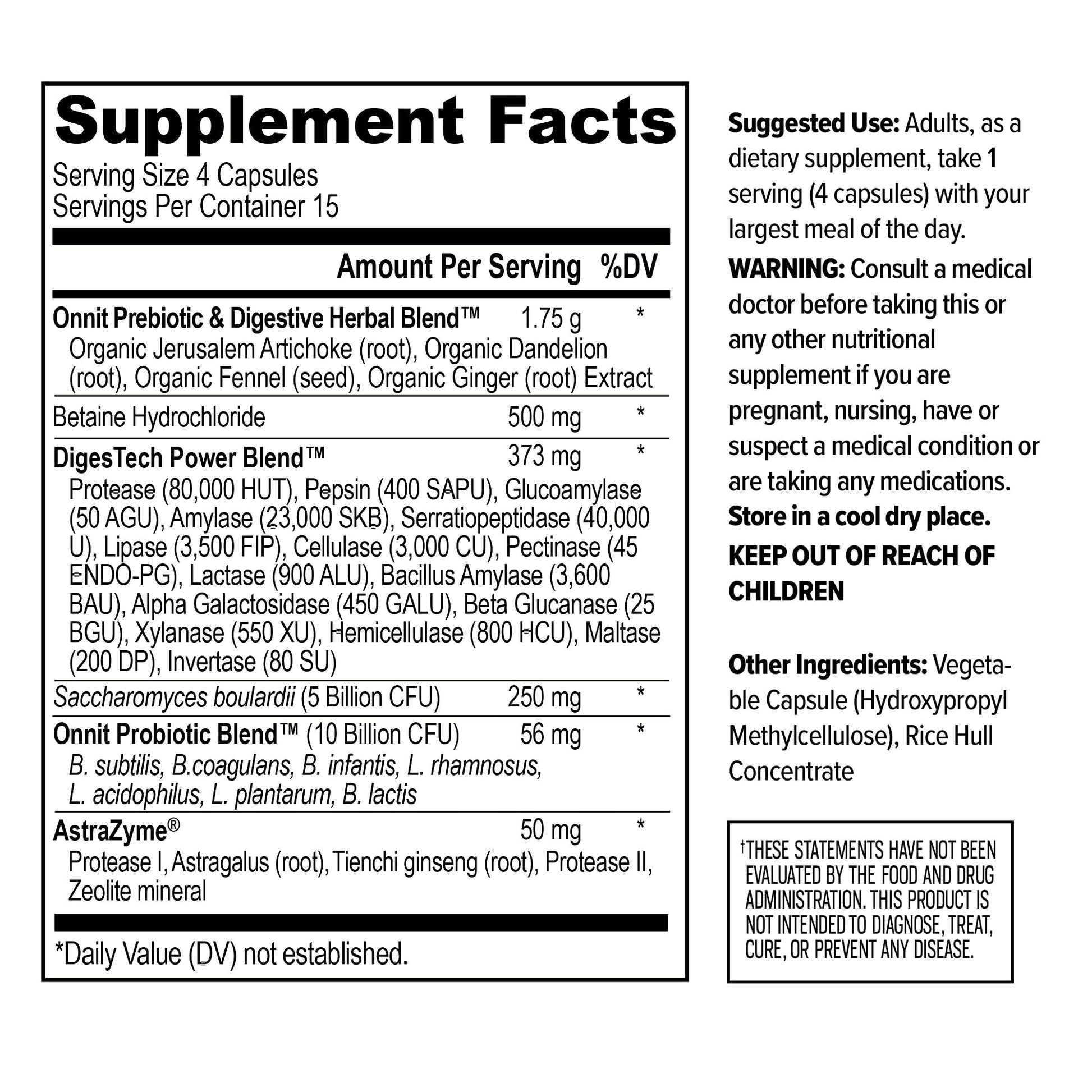 ONNIT Total Gut Health Daily Digestive Support, IGEN™ Non-GMO Tested Digestion Supplement for Women and Men with 7 Strains of Probiotics, - Maple Wellness Supplements