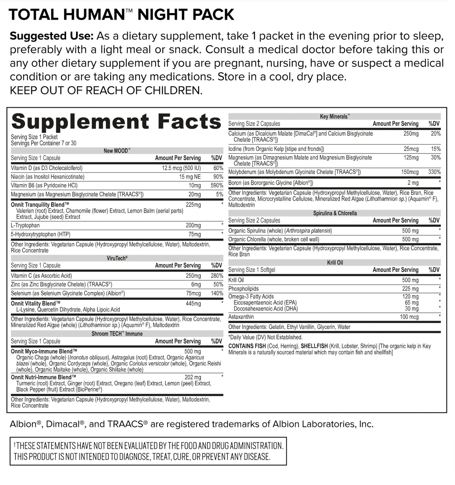 ONNIT Total Human Day and Night Vitamin Packs for Men and Women,Capsule, 30-Day - Maple Wellness Supplements
