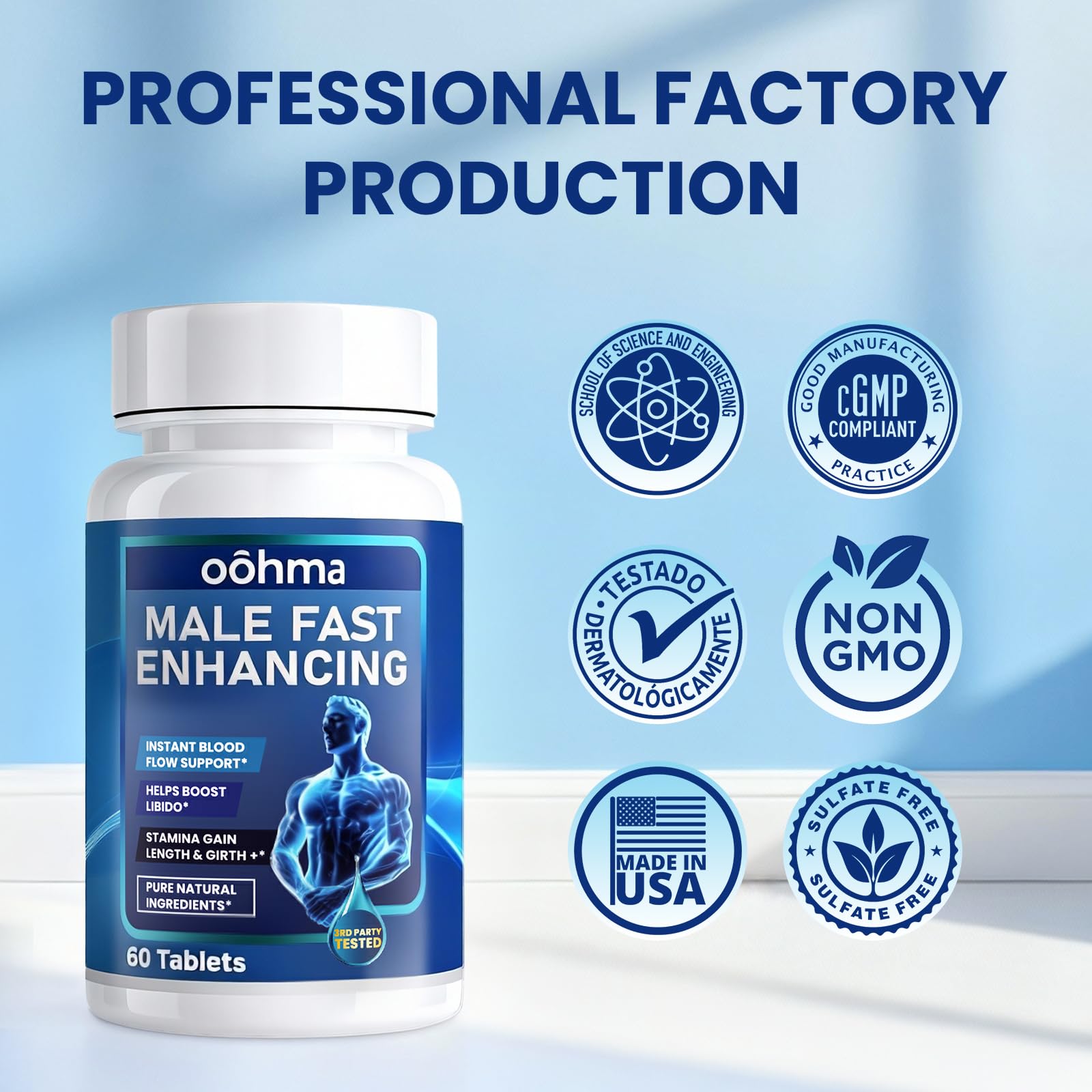 Oohma New Male Enhancing Supplement, Designed to be Fast Acting for Blood Flow to Gain Length & Girth + Stamina, Maca, Epimedium, and Other Natural Ingredients, 3rd Party Tested Supplement 60 Tablets - Maple Wellness Supplements